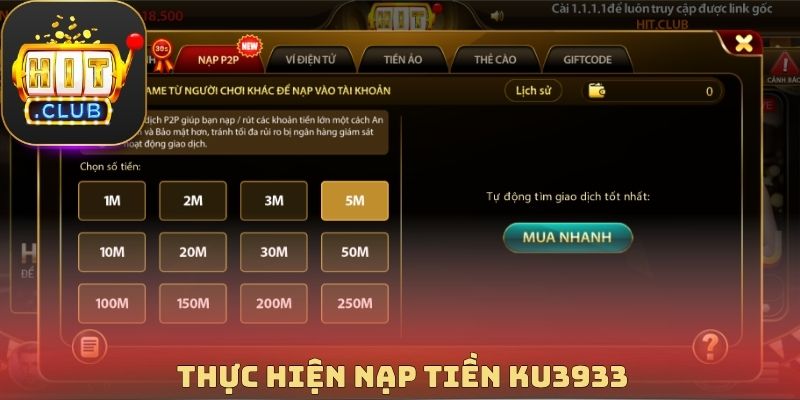 Thực hiện nạp tiền Ku3933